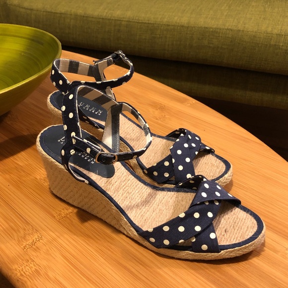 Ralph Lauren Cheryl Dotty Espadrilles  Navy Size 7 - Picture 5 of 7